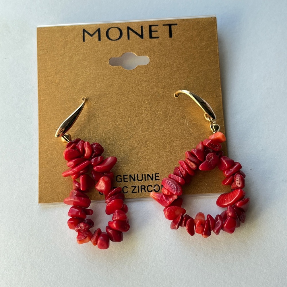 Monet Vibrant Red Stone Earrings